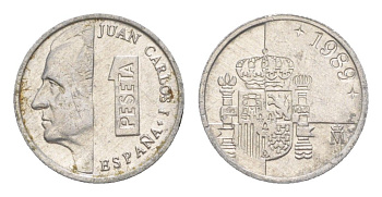 Испания 1 песета 1989 M, Хуан Карлос I (1975-2014) KM 832 алюминий 4623-1035