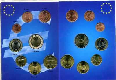 ФРГ евронабор из 8 монет 2002 F  биметалл  UNC  1-6-2-42