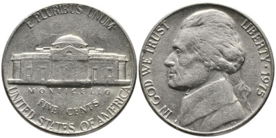 США 5 ЦЕНТОВ 1975 ДЖЕФФЕРСОН KM А192 медно-никель 3336-647