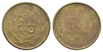 Перу 50 солей 1980 KM 273 алюминиевая бронза 4663-431