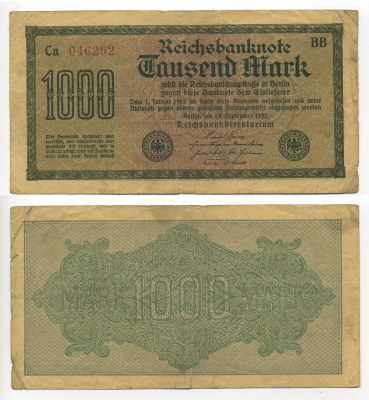 ГЕРМАНИЯ 1000 МАРОК 1923 Pick 76 бумага 7217-34-2