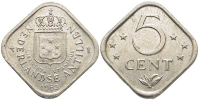 Нидерландские Антилы 5 центов 1983 Беатрикс (1980-2013) KM 13 медно-никель 112-613