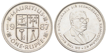 Маврикий 1 рупия 1987 Сивусагур Рамгулам KM 55 медно-никель UNC 4699-1013
