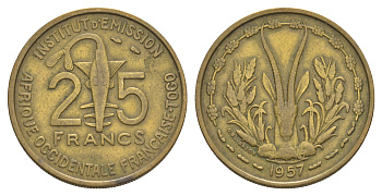 Западная Африка (BCEAO) 25 франков 1957 Центральный банк государств Западной Африки KM 9 медь алюминий 4642-251