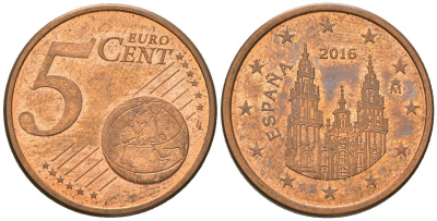 Испания 5 евроцентов 2016 M KM 1146 сталь плакированная медью 4580-339