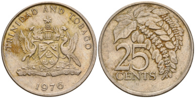 Тринидад и Тобаго 25 центов 1976 цветок дикая пуансеттия KM 28 медно-никель    4189-239