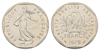 Франция 2 франка 1979 KM 942.1 никель aUNC 3856-451