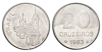 Бразилия 20 крузейро 1983 собор KM 593.1 нержавеющая сталь 4663-553