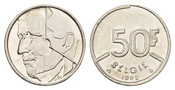 Бельгия 50 франков 1992 Belgie, Бодуэн I (1951-1993) KM 169 никель 4706-136