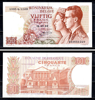 Бельгия 50 франков 1966 Pick 139 (3) бумага 6312-42-1-1