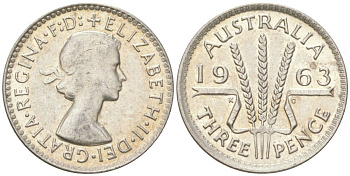 Австралия 3 пенса 1963 Елизавета II (1952-2022) KM 57 серебро 4623-134