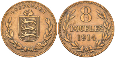 Гернси 8 дублей 1914 KM 14 бронза 97-743
