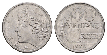 Бразилия 50 сентаво 1976 KM 580b нержавеющая сталь UNC 4656-1244