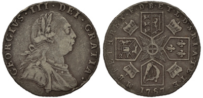 Великобритания 6 пенсов 1787 Георг III (1760-1820) Spink 3748 серебро 1524-324