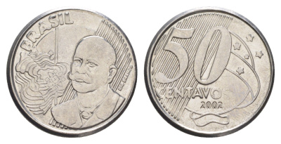 Бразилия 50 сентаво 2002 KM 651a нержавеющая сталь 4648-1215