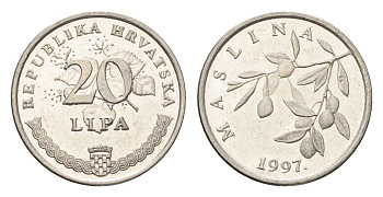 Хорватия 20 лип 1997 нечетный год KM 7 сталь плакированная никелем UNC 4659-721