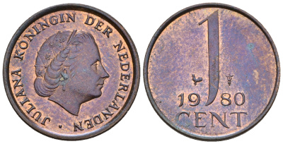 Нидерланды 1 цент 1980 Юлиана (1949-1980) KM 180 бронза UNC 220-527