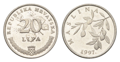 Хорватия 20 лип 1997 нечетный год KM 7 сталь плакированная никелем UNC 4659-721