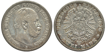 Пруссия 2 марки 1876 C, Вильгельм I (1861-1888) Weege 96, J. 96, KM 506 серебро 02-014-16