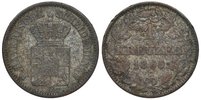 Бавария 1 крейцер 1865 Людвиг II (1864-1886) KM 487 серебро 71-822