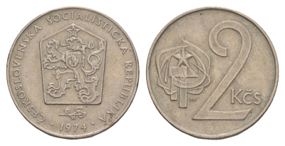 Чехословакия 2 кроны 1974 KM 75 медно-никель 4548-735