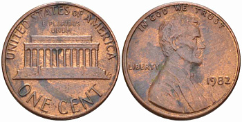 США 1 ЦЕНТ 1982 ЛИНКОЛЬН KM 201 медь цинк 105-632