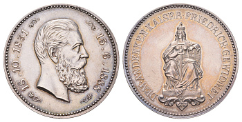 Пруссия медаль в память об умершем Фридрихе III (1888) 1888 диаметр 40,3 мм, вес 36,1 гр серебро 00-814-38