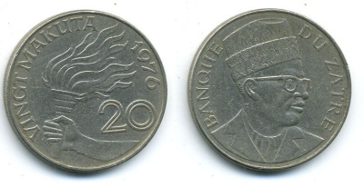 ЗАИР 20 МАКУТА 1976 ФАКЕЛ 4-1131