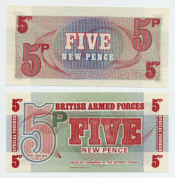 АНГЛИЯ 5 ПЕНСОВ 1972 ДЛЯ АРМИИ, 6 СЕРИЯ Pick М44 бумага UNC (ПРЕСС) 6283-12-2