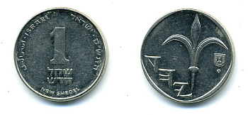 Израиль 1 новый шекель 2000 JE 5760, лилия KM 160а сталь плакированная никелем 4387-1115