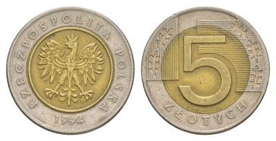 Польша 5 злотых 1994 Y 284 биметалл 4633-123