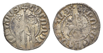 Киликийская Армения трам 1226-1271 Хетум I и царица Забель, держат крест/лев с патриаршим крестом  серебро    1516-731