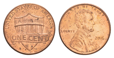 США 1 цент 2016 KM 468 цинк плакированный медью aUNC 4613-343