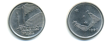 Бразилия 1 крузейро 1990 KM 617 нержавеющая сталь aUNC 93-1011