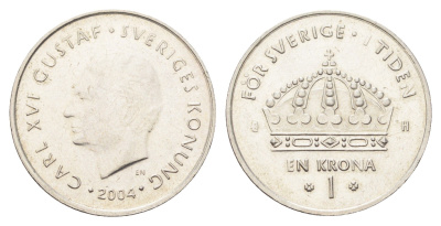 Швеция 1 крона 2004 Карл XVI Густав (1973- ) KM 894 медно-никель 4706-956