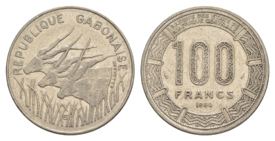 Габон 100 франков 1984 KM 13 никель 4641-1146