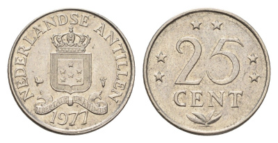 Нидерландские Антильские острова (Нидерландские Антилы) 25 центов 1977 Юлиана (1948-1980) KM 11 никель 4675-844
