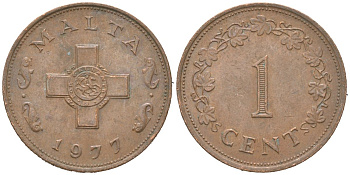 Мальта 1 цент 1977 KM 8 бронза 4364-3727