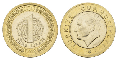Турция 1 лира 2025 Кемаль Ататюрк KM 1244 биметалл UNC 4681-741