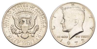 США 1/2 доллара (50 центов) 1972 Джон Кеннеди KM 202b медь плакированная медно-никелем aUNC 4149-1136
