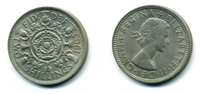 Великобритания 2 шиллинга (флорин) 1963 Елизавета II (1952-2022) KM 906, Spink 4146 медно-никель 89-1643
