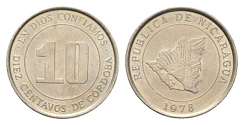 Никарагуа 10 сентаво 1978 год-тип KM 31 медно-никель UNC 4668-829