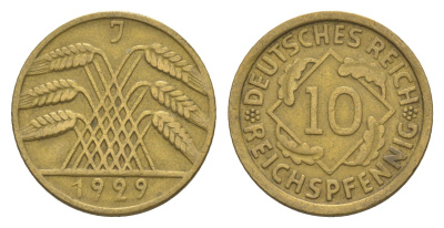 Германия 10 рейхспфеннигов 1929 J KM 40, J. 317 алюминиевая бронза 4549-747