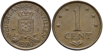 Нидерландские Антилы 1 цент 1970 Юлиана (1948-1980) KM 8 бронза 192-721