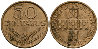 Португалия 50 сентаво 1978 KM 596 бронза 4167-116