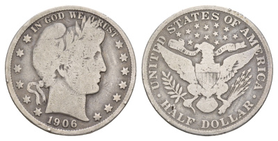 США 1/2 доллара (50 центов) 1906 50 центов Барбера KM 116 серебро    5010-1635