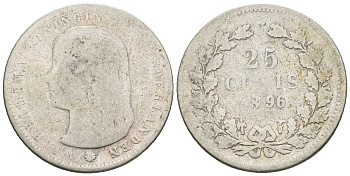 Нидерланды 25 центов 1896 Вильгельмина (1890-1948) KM 115 серебро 4609-757
