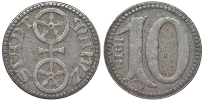 Германия, Майнц 10 пфеннигов 1918 Рейнлянд-Пфальц, нотгельд Funck 314.4 железо 4119-1021