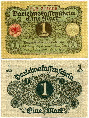 Германия 1 марка 1920 1 марта 1920, Веймарская республика Pick 58, Розенберг 64 бумага аUNC 7547-11-3