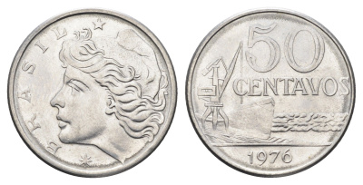 Бразилия 50 сентаво 1976 KM 580b нержавеющая сталь UNC 4663-534